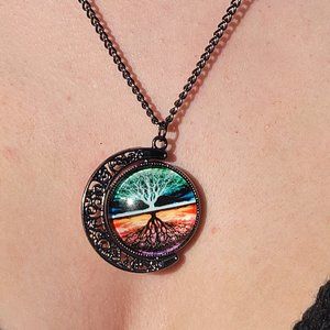 Firery night horizon  fidget spinner necklace